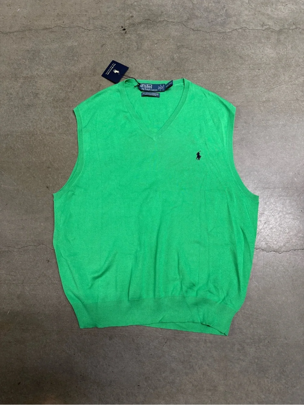 Vintage Y2K Polo Ralph Lauren The Pima Sweater Green Vest Men’s 2XL New W Tags